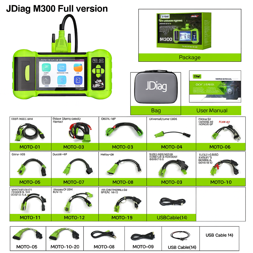JDiag M300 Pro - Full Set Motorcycle Diagnostic Scanner 2025