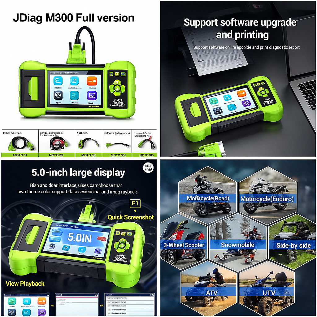 JDiag M300 Pro - Full Set Motorcycle Diagnostic Scanner 2025